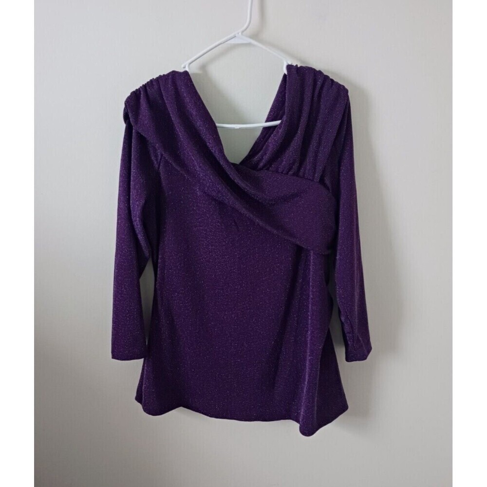 Lane Bryant Wrap‎ Top Purple Sparkly Stretch Asymmetrical Plus Size 14/16